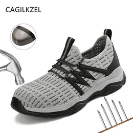 CAGILKZEL Maglia traspirante Scarpe da lavoro di sicurezza Stivali da uomo Costruzione Puntale in acciaio Anti-schiacciamento Sneakers di sicurezza per esterni Y200915