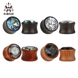 Wood Retro Ear Tunnel Plug Flesh Gauges Earrings Double Flared Expender Stretcher Body Piercing Jewelry