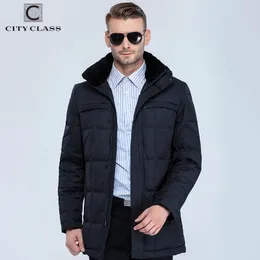 CITY CLASS Business New Men Fashion Jackets Coats Long Casual BioDown Removable Fur Collar Men Winter Thick Jacket Parkas 13291 201114