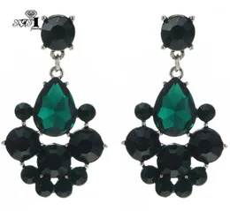 Pendientes colgantes de araña YaYi, joyería de cristal verde con diamantes de imitación, pendientes de cristal a la moda para mujer, pendientes de gemas de Color plateado antiguo, regalo 11931