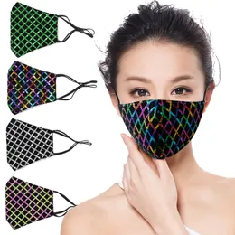 Spot Foreign Trade Lady Personlighet Sequins Bomull Designer Ansiktsmask Mode Damm och Sunblock Face Mask Trendy Striped Sequins Masks