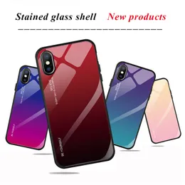 Handyhüllen aus gehärtetem Glas für iPhone 13 12 11 XS MAX XR X 8 7 6 6s Plus Hülle Farbverlauf Weiche TPU-Rückseite