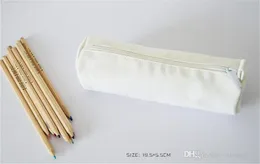 Japanese Style Round Blank Canvas Zipper Pencil Cases Pen
