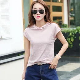 Camisas Femininas T 셔츠 후드 티셔츠 여성 짧은 소매 여름 탑스 Vetement Femme Plus 크기 Poleras de Mujer