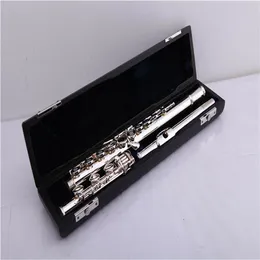 Högkvalitativ 17 Open Hole Silver Plated Flute med Split e Mechanism Offset-G-nycklar och B Fot med fodral Gratis frakt