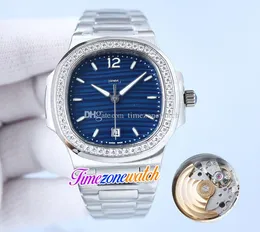 GDF 40mm Date 7118/1 7118/1200A-001 Miyota 8215 Orologio da uomo automatico 7118 Quadrante blu strutturato Bracciale in acciaio inossidabile con diamanti Orologi da donna TWPP Timezonewatch E213
