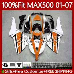 OEM Bodys for Yamaha Tmax500 MAX-500 TMAX-500 Bianco Arancione 2001 2002 2003 2004 2005 2006 2007 109No.93 T-MAX500 TMAX MAX 500 T MAX500 01 02 03 04 05 06 07 FIRCATORE INIEZIONE