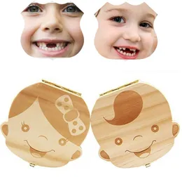 English/Spanish Kids Baby Keepsakes Wood Tooth Fairy Box Save Milk Teeth Organizer Storage Box Boys/Girls