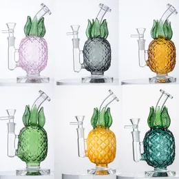 Wholesale Pineapple Glass Bongs Hookahs Straight Tube Thick Bong Recycler Heady Dab Oil Rigs Bubbler Water Pipes 14mm With Bowl WP2194