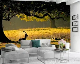 Animal Wallpaper 3d Espírito Cervos na floresta Sonho personalizado 3D Home Paisagem Mural Wallpaper