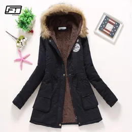 Fitaylor New冬の埋められたコート女性綿はジャケットミディアムロングパーカー太い暖かいフード付きキルトスノーアウトウェアブラジスT200319