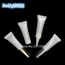 100шт 5ML Pearl White Empty Cosmetic Plastic Soft Tube Eye Cream Gel Упаковка Контейнеры Бесплатная доставка