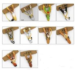 Party Favor Mixed Styles Creative Wood Carving Animal Slingshot toy Cartoon Animals Hand-Painted Wooden Sling shot Crafts Kids Gift SN6196