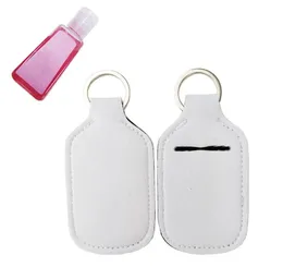 Vit Neopren Blank hand Sanitizer Holder Keychain för Party Favor 30ml Mini Bottle CCB14319