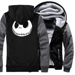 Men's Hoodies & Sweatshirts GKGZ Winter Jack Skellington Evil Face Print Hip Hop Streetwear Hoody Thick Men Zipper Jacket Sweatshirt Drop 1