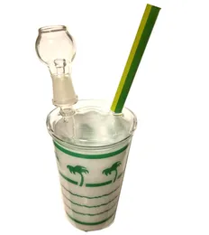 Starbucks cup glass bong for girl Coconut Tree Maple Leaf Starbuck Cups Glass Bong Water Pipes With Oil Rig high teech Wax Oil Tree cup