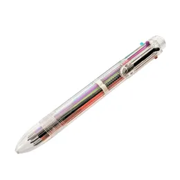6 i 1 färgstark penna Enkel solid multifunktion Multicolor Ballpoint Pen School Student Stationery Color Refill Pennor
