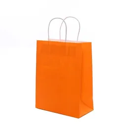 Shopping Bags Kraft Paper Multifunction High Quality soft color paper bag with handles Festival Gift Packaging Bag 21x15x8cm ship