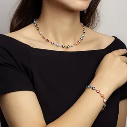 Colorful Bohemia eye necklace Chokers bracelet anklet jewelry set eye beads chokers women fashion jewelry