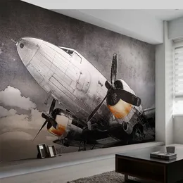 Niestandardowa ścienna tapeta europejski styl nostalgiczny samolot fresk salon telewizyjny sofa restauracja kreatywna tło ścienne wystrój 3d