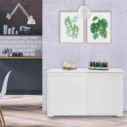 US stock FCH Double Sliding Door Sideboard Porch Cabinet White a03