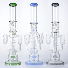 7mm Thick Glass Bongs Sprinkler Perc Hookahs Spiral Percolator Water Pipes Recycler Oil Dab Rigs Big Bong 14mm Female Joint With Bowl