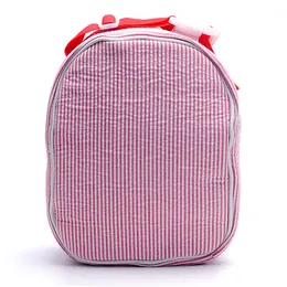 Red Seersucker Material Lunch Bag 25pcs Lot USA Warehouse Wholesale Cooler Bag with Handle Casserole Carrier DOMIL106344