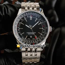 Nova caixa de aço A17325241 Asiático 2813 Relógio automático masculino mostrador preto pulseira de aço inoxidável HWBE Gents Relógios Olá relógio alto Q281d