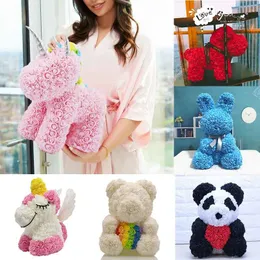 2020 Sıcak Satış Köpek Panda Unicorn Teddy Bear Gül Sabun Köpük Çiçek Yapay Oyuncak Birtthday Valentines Noel Hediyeleri Kadınlar için C0127