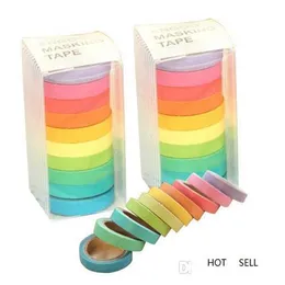 Nastro di carta adesiva adesiva in tinta unita arcobaleno stampa adesiva fai da te Scrapbooking 2016 Washi Tape