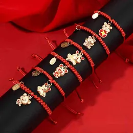 2022 New Cartoon Year of the Tiger Life Red Rope Bracelet Hand Woven Student Couple Jewelry