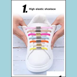 Sko delar tillbehör skor ingen slips spets platt elastiska skosnör barn adt sneakers säkerhet lata snören unisex snabb metall lås droppleverans 2