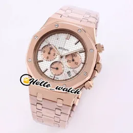 Ny 41mm 26338 263311 Miyota Quartz Chronograph Mens Watch Silver Texture Dial Gold Subdial Stopwatch Rose Gold Bracelet Hello_Watch