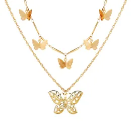 Nowy Butterfly Naszyjniki dla kobiet Prezenty Mody Charm Gold Multilayer Choker Naszyjnik 2020 Czeski Biżuteria