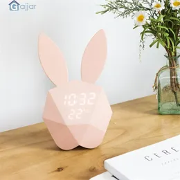 Creative Clock Rabbit Model Budzik Inteligentny Sterowanie Voice Ładowanie Małe Night Light Home Decor Dropshipping Lipiec26 LJ201211