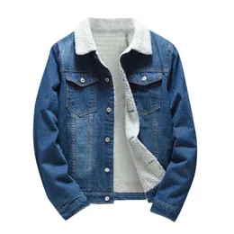 Kancoold män jacka och kappa trendig varm fleece denim jacka 2021 vinter mode mens jean outwear man cowboy plus storlek