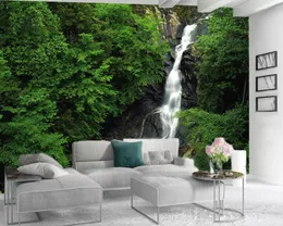 3d tapet väggar foto tapet grön skog stenar vattenfall och landskap vardagsrum sovrum vallcovering hd 3d tapet