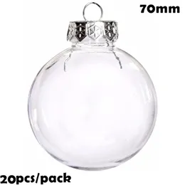 Promocja - 20 sztuk x DIY malowy / Shatterproof Clear Christmas Decoration Ornament 70mm Plastic Bauble / Ball 201130
