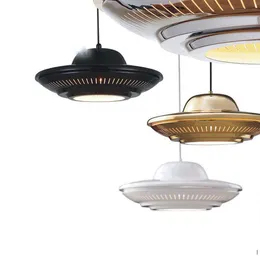 La moderna moda minimalista ha portato l'illuminazione del lampadario oro creativo UFO ristorante shopping lampade a sospensione mall bar lampade a sospensione in ferro battuto