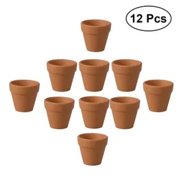 12 pcs 3x3cm pequeno terracota potenciômetro de potenciômetro cerâmica plantador de cerâmica cacto vasos de flores suculentos vasos de berçário grande para plantas artesanato y200709