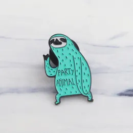 Cartoon Sloth Emaly Party Animal Badge Brosch Mint Green Lapel Denim Jeans Skjorta Väska Roliga presentvänner