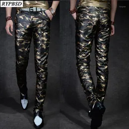 Men 's Leather Trousers Slim Fit Camouflage Pants Men Autumn New Fashion Casual High Quality PU Faux Leather Pants1