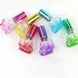 8ml Mini Tom Portable Travel Refillerbara Flaskor Skull Form Glas Parfymflaskor Prov Parfume Bottle 7Colors