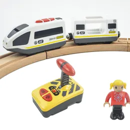 2020 Nuovo RC elettrico treno magnetico con carrozza suono e luce Express Truck FIT pista di legno per bambini giocattolo elettrico giocattoli per bambini LJ200930
