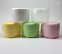 Bottiglie di imballaggio Vaso di crema di plastica vuoto rotondo da 100 g con coperchio interno Tappo contenitore cosmetico da 100 ml1