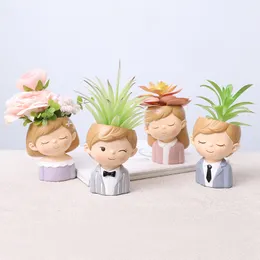 Creative Lovers Resin Flowerpot Succulent Växter Planter Pot Mini Cactus Flower Pot Xmas Wedding Home Decora T9i001008