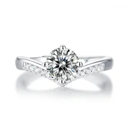 Anéis de casamento anel de coroa ajustável para mulheres 1ct moissanite 925 esterlina prata diamante anel11