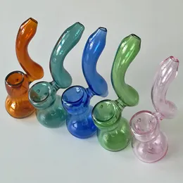 Wholesale Smoking Accessories Small Mini Smoking Pipes Hammer Bubbler Tobacco Pipe Heady Glass Pipes Blue Color Hand Pyrex Spoon BEP01