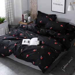 mushroom bed linens black red Bedding Sets cute pattern kids Duvet Cover set simple Quilt cover pillow case Queen king size C0223