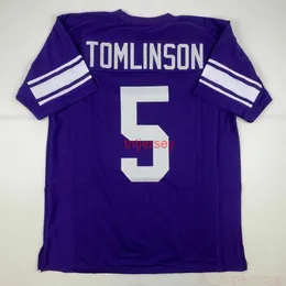 Anpassad ny LaDainian Tomlinson TCU Purple College Stitched Football Jersey Lägg till valfritt namnnummer